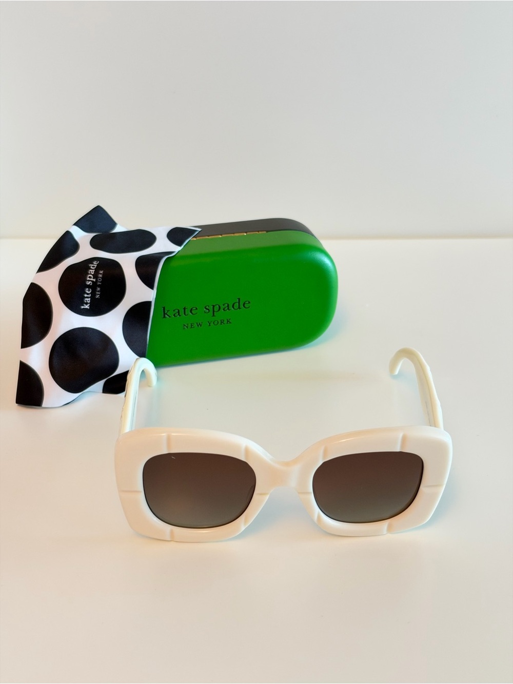kate spade Kids White Square Sunglasses with Gradient Lenses